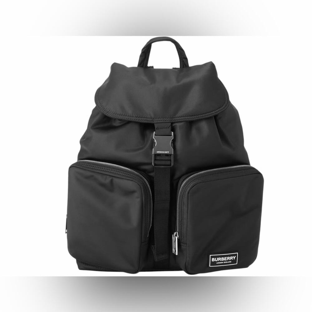 Burberry Black Nylon Flip Backpack NEW